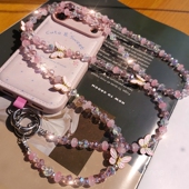 高颜值蝴蝶水晶手机链串珠挂件结实耐用斜挎手腕女长款 防丢摔饰品