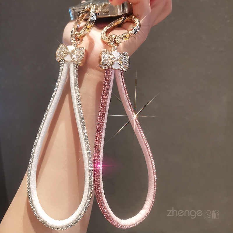 手机挂绳蝴蝶结半边满钻