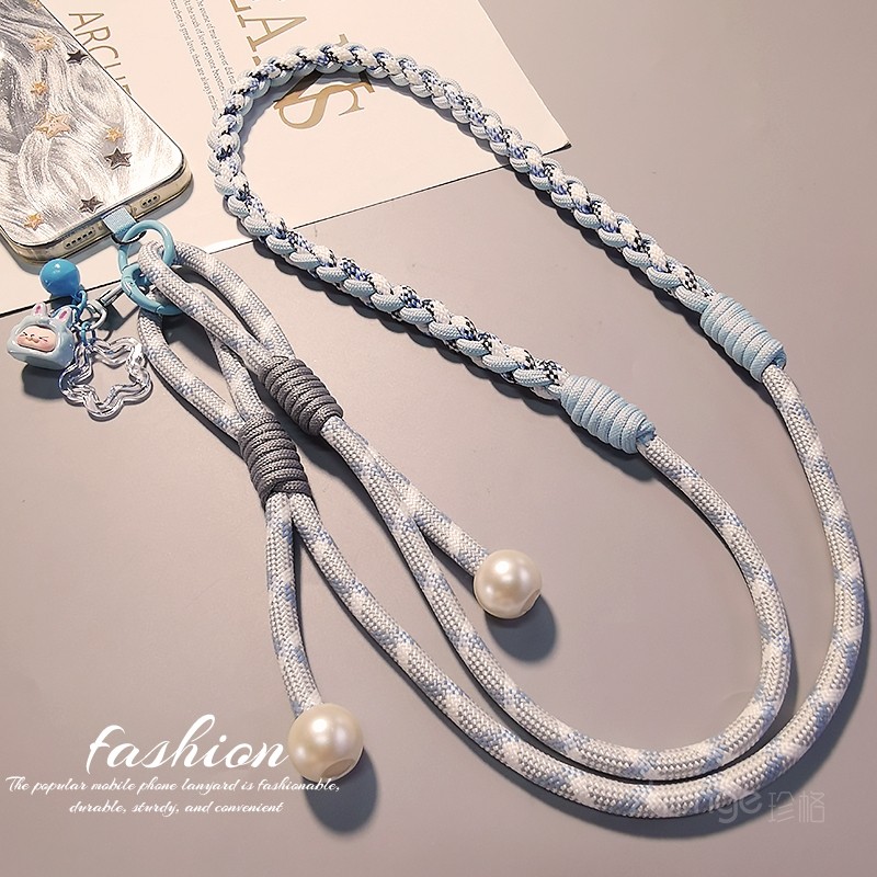 斜挎可调节编织手机挂脖绳