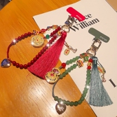 原创国风平安福禄吊坠手机挂绳精致手腕短款 户外旅游电话壳防丢链