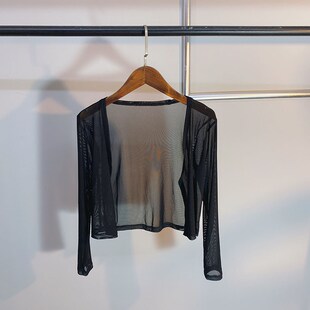 冰丝防晒开衫 外穿 女夏薄纱小坎肩外搭配吊带裙雪纺短外套披肩罩衫