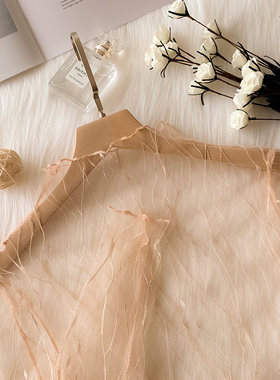 蕾丝打底衫女长袖薄款洋气纱衣毛衣内搭薄纱雷丝透明网纱上衣