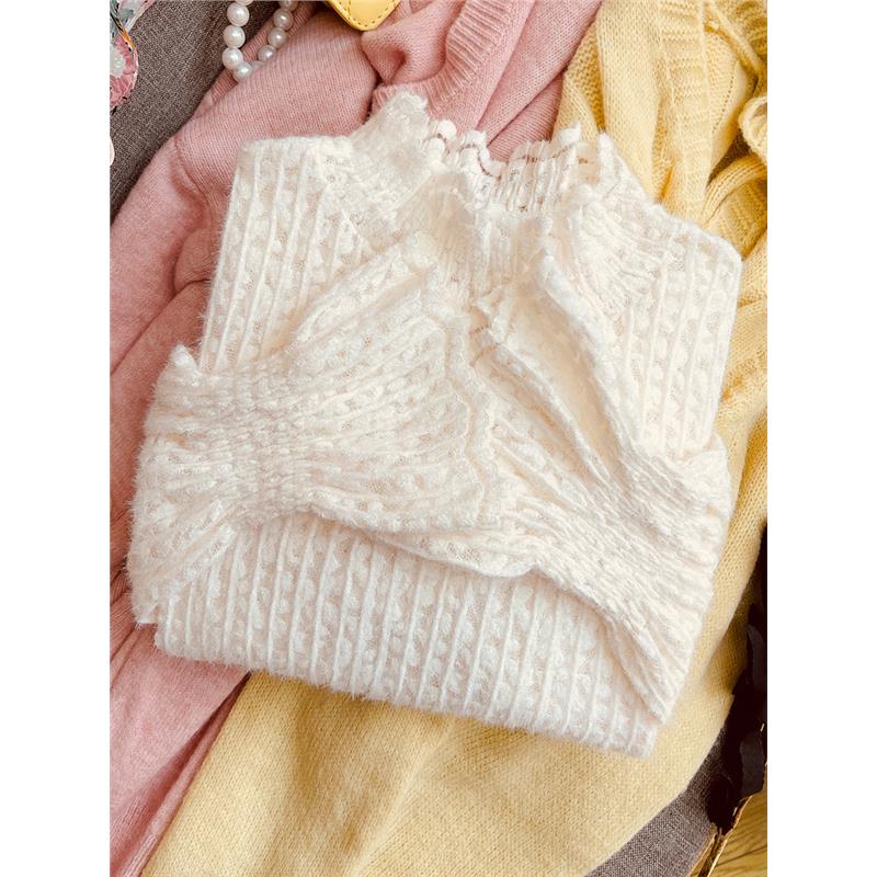 磨毛半高领蕾丝打底衫女长袖秋冬新款毛衣内搭叠穿洋气小衫上衣潮