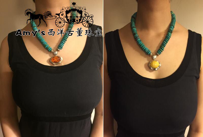 美国925纯银项链珠宝天然蜜蜡