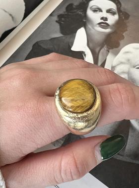 虎眼石戒指木变石古董首饰