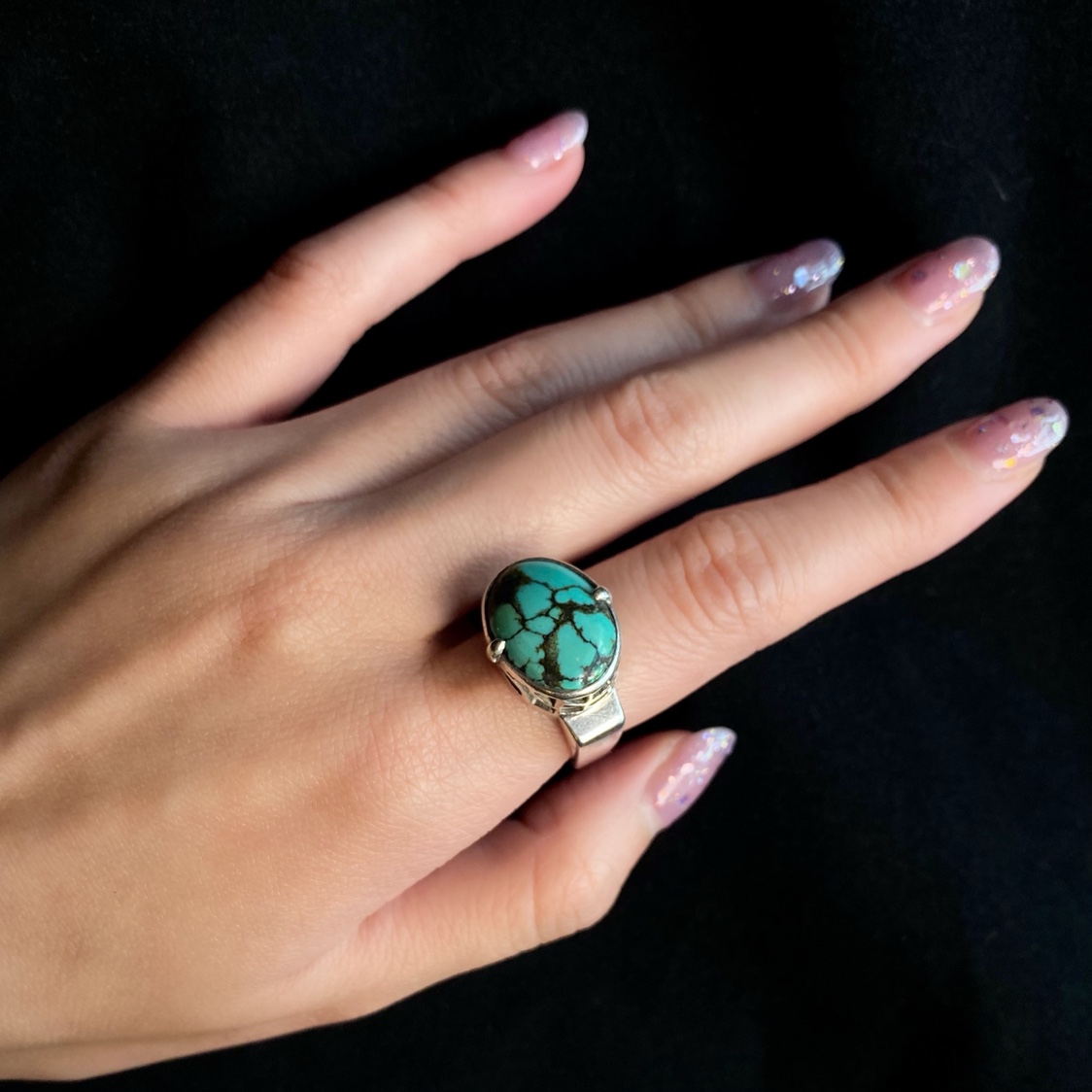 现货孤品古董首饰镶嵌绿松石戒指