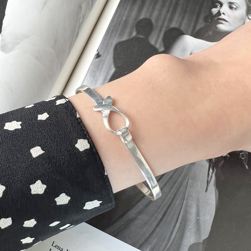 925纯银手镯百搭手镯纯银手环vintage古董首饰手镯中古饰品银饰