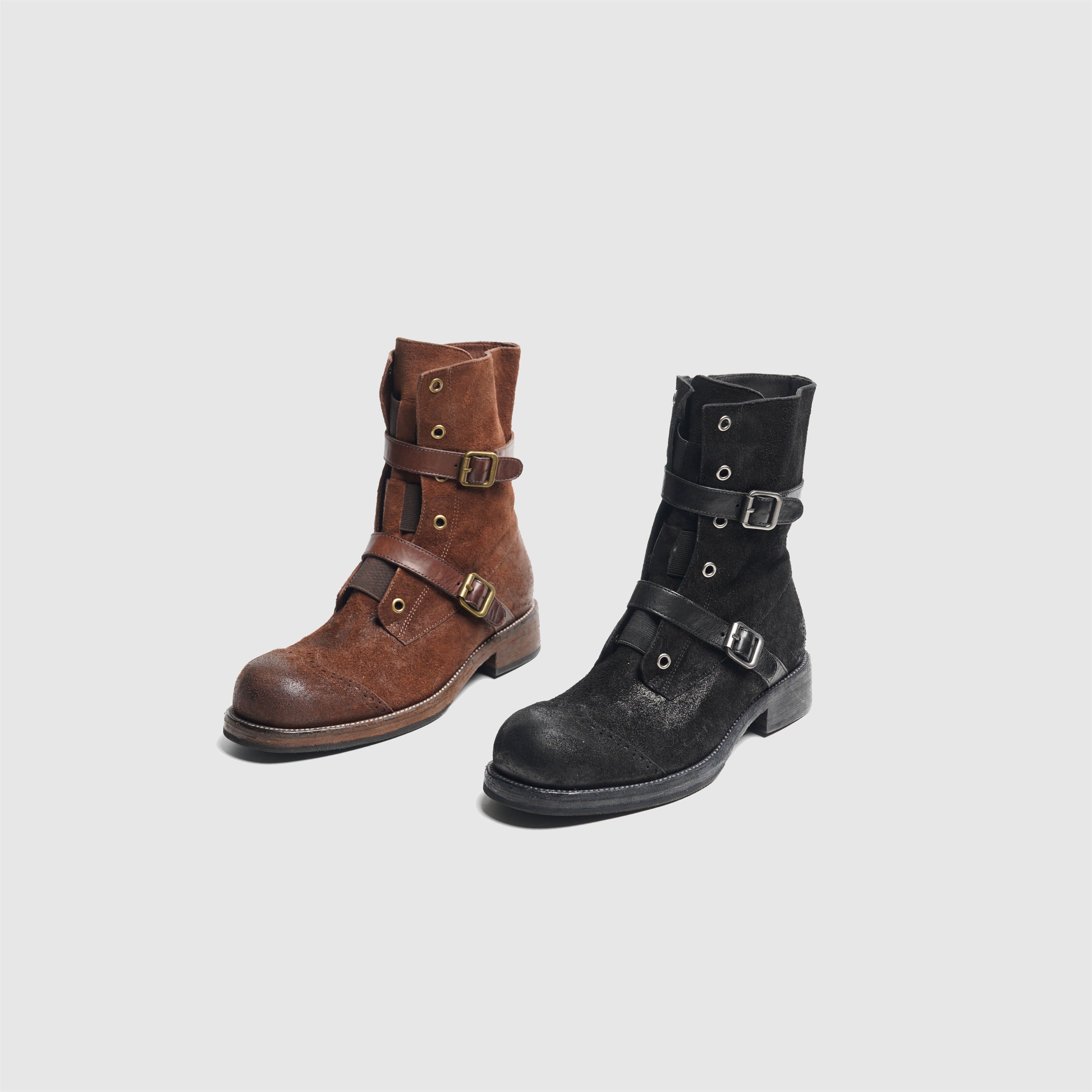 纯手工擦色水洗马皮美式经典机车靴 圆头侧拉链低跟工装靴女,女鞋,时装靴,淘宝优惠券,粉丝福利购,淘宝优惠卷