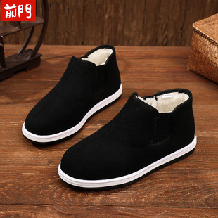 正宗老北京前门工艺布鞋休閑冬天羊毛毡保暖尼子布千层布底男棉鞋