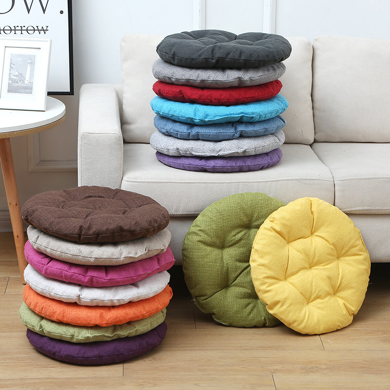 加厚垫子纯色现代圆形椅垫布艺