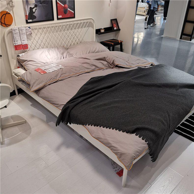 宜家正品国内代购 奈斯顿 白色 铁艺床卧室/双人床北欧简约风格