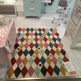 宜家国内代购布森肯 儿童地毯 马戏彩服图案/多色 130x160 厘米