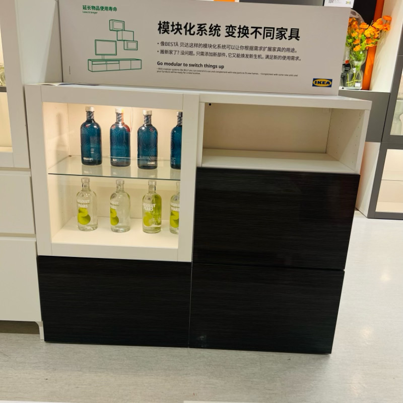 新品宜家代贝达餐边柜收纳柜厨房客厅门厅储物柜120x42x102厘米