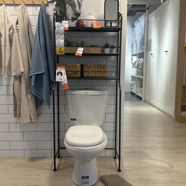 宜家代购弗洛斯杰卫生间置物架黑色 65x156 洗衣机马桶上方储物架