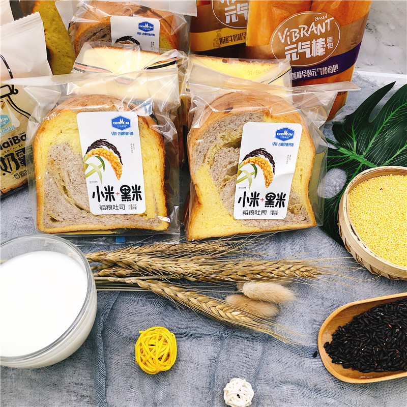 吉曼贝德小米黑米粗粮吐司2片装整箱4斤早餐蛋糕低卡面包休闲零食限89777张券