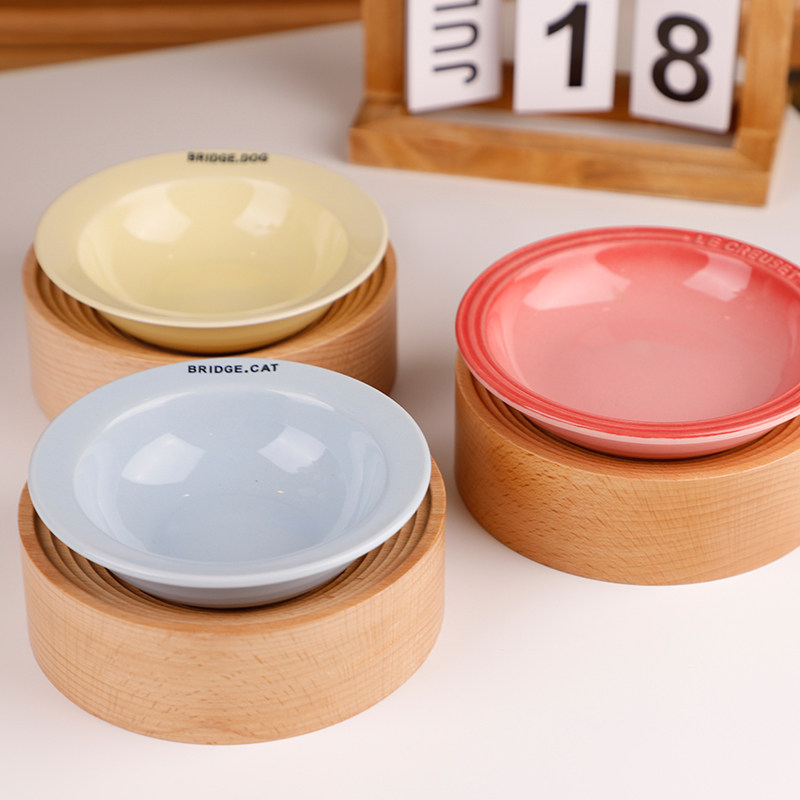实木宠物碗托陶瓷猫碗架子酷彩BD宠物增高护颈碗垫餐桌架食盆架子