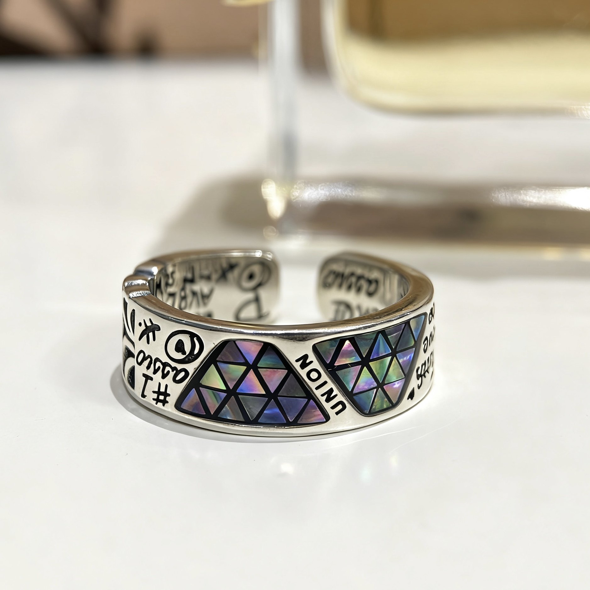 S925纯银彩贝几何涂鸦戒指女小众设计感ins风图腾开口戒生日礼物,饰品/流行首饰/时尚饰品新,银饰戒指,淘宝优惠券,粉丝福利购,淘宝优惠卷