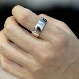 纯银999宽版光面素圈戒指足银男士女款实心开口可调节食指指环