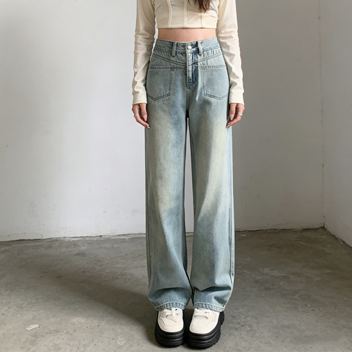 2026春季大码胖mm高腰阔腿牛仔裤女宽松直筒显瘦垂感复古拖地裤子,女装/女士精品,大码裤装,淘宝优惠券,粉丝福利购,淘宝优惠卷