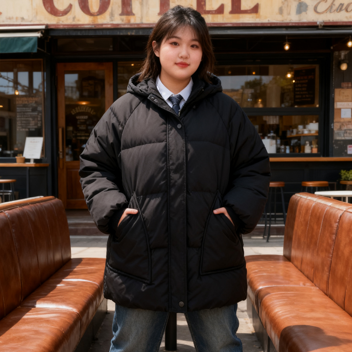 2025冬季加厚大码连帽宽松棉服