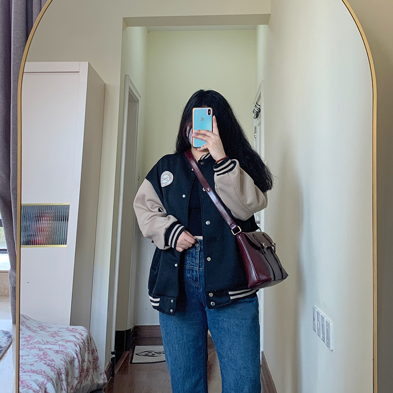 大码女装美式新款宽松棒球服外套