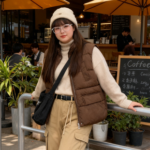 2025秋冬新款 胖mm棉服马甲女宽松加厚保暖立领坎肩背心外套 大码
