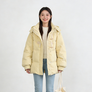 牛角扣连帽棉服女胖mm宽松显瘦遮肉加厚保暖棉衣外套 女装 冬季 大码