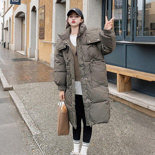 大码胖mm冬季工装连帽加厚棉服女