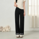 女黑色显瘦阔腿裤 复古格纹翻边直筒牛仔裤 子 胖mm美式 2026春夏大码