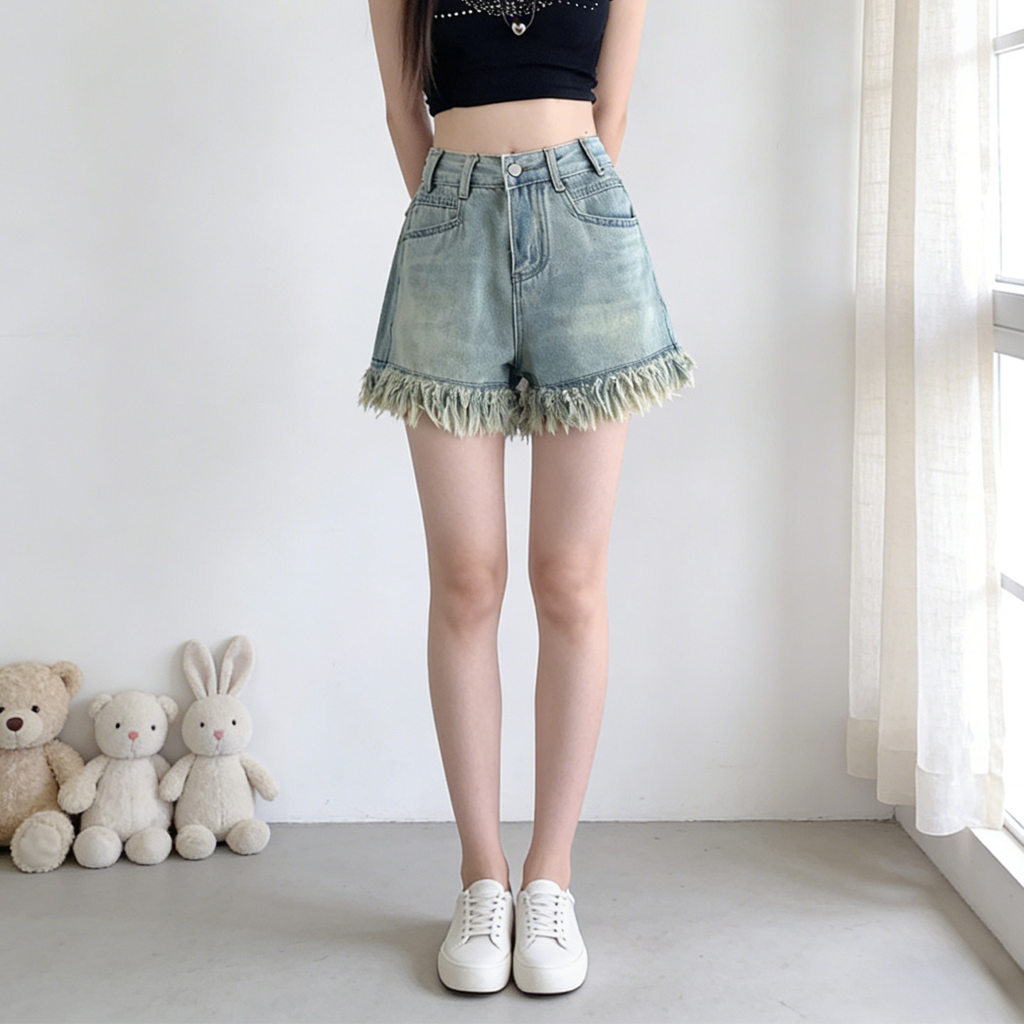 2026夏季大码胖mm高腰毛边牛仔短裤女宽松显瘦阔腿辣妹风A字热裤
