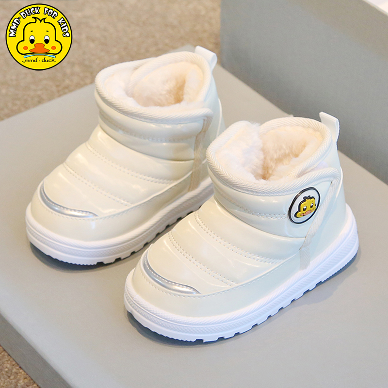 MMDDUCK正品儿童雪地靴女童防水低筒短靴子冬季男童加绒防滑棉鞋5