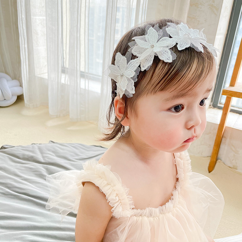韩版婴幼儿公主礼服头饰女宝宝花朵周岁生日发饰女婴百天头花发带
