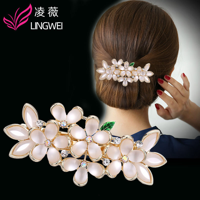 大号顶夹弹簧夹头饰发卡妈妈款韩国发夹女头发后脑勺水钻夹子