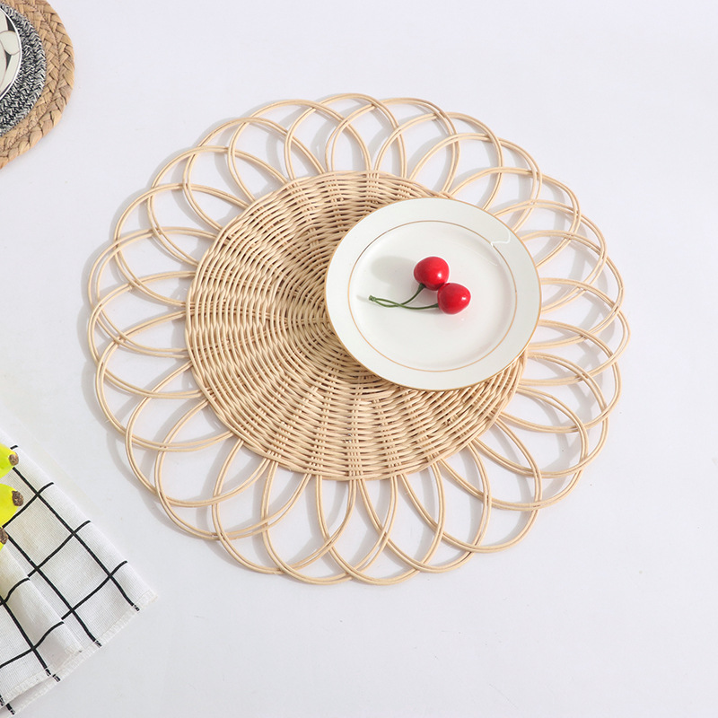 日式天然藤条编织餐桌垫隔热垫防烫锅垫碗垫酒店家用编织餐垫批发