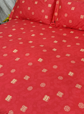 全棉红色床单单件纯棉炕单床笠单人双人加大榻榻米农村炕褥单定做