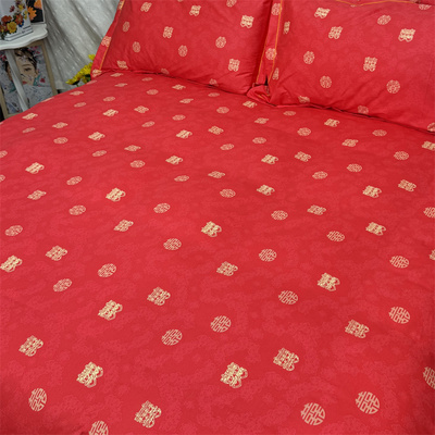 全棉红色床单单件纯棉炕单床笠