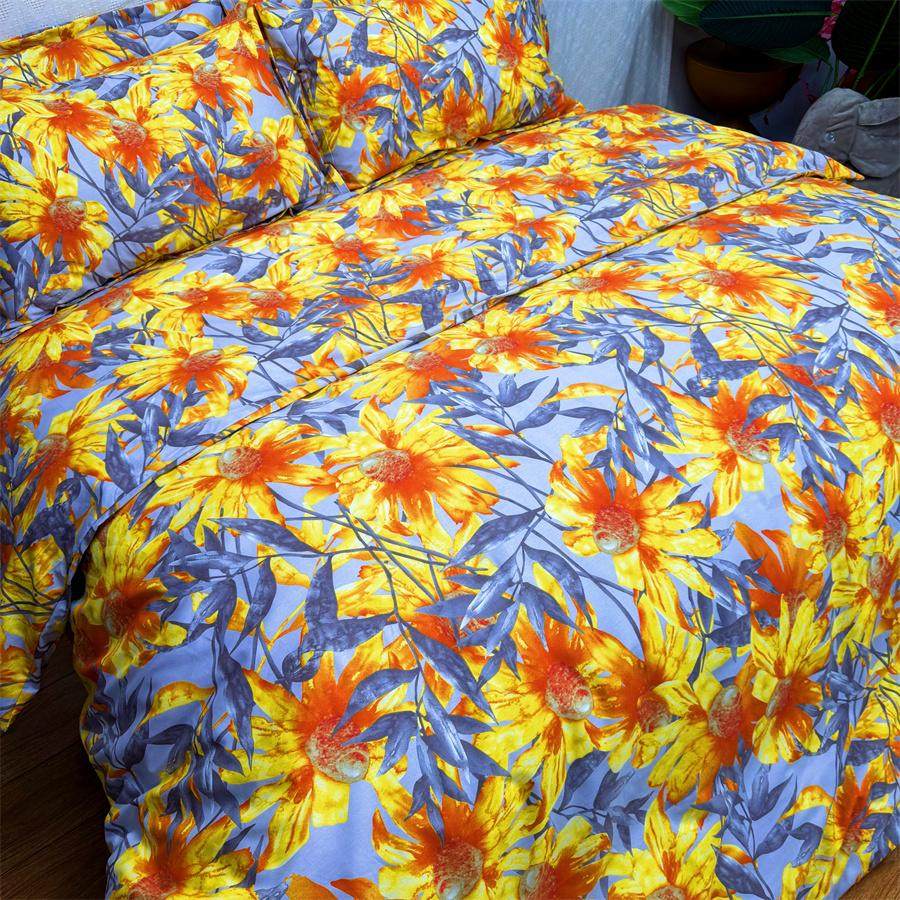 亮色纯棉床单被套全棉床上用品四件套3d立体大花田园风景国风轻奢