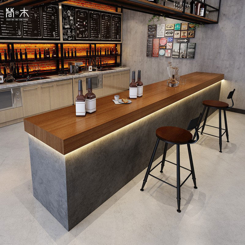 水泥艺术漆吧台覆古酒吧奶茶店健身馆收银柜台侘寂风前台接待台定
