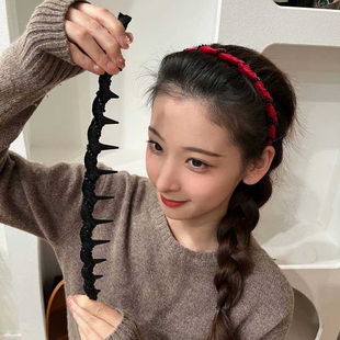 春夏丝绒波浪倒插梳发箍女高颅顶碎发整理头箍带齿倒齿洗脸发卡韩