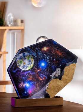 繁星星空宇宙星系银河系蓝色星球地球宇航员小夜灯床头灯摆件礼物