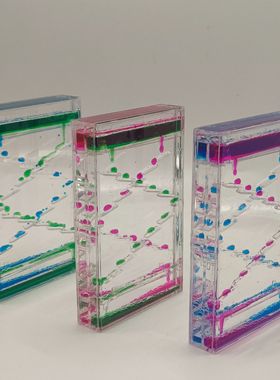 彩色方滴发呆创意滑梯阶梯液体沙漏油漏水滴水漏油漏计时摆件礼物