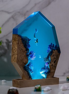 海底世界景观溶洞美人鱼女孩珊瑚礁小夜灯床头灯氛围灯摆件礼物