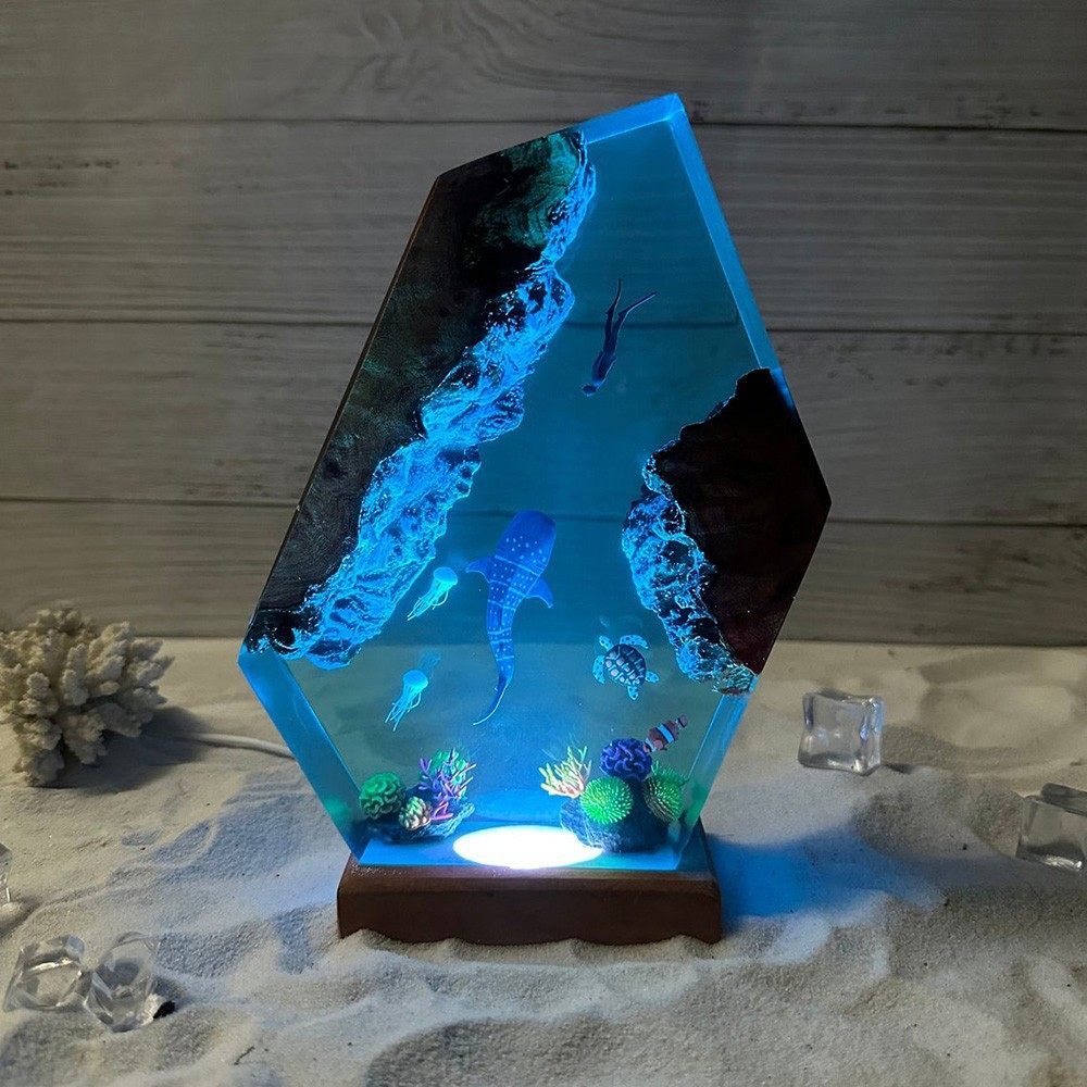 把海洋带回家海底世界鲸鲨海龟水母潜水员珊瑚礁小夜灯氛围灯摆件,家居饰品,桌面摆件,淘宝优惠券,粉丝福利购,淘宝优惠卷