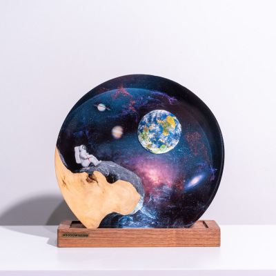 星空蓝色星球地球行星银河系太阳系星系宇航员小夜灯床头灯摆件