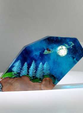 圣诞老人麋鹿雪橇圣诞树氛围灯小夜灯床头灯摆件礼物树脂工艺品