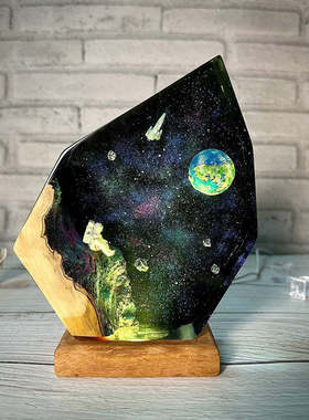星空宇航员宇宙飞船银河树脂星际航行小夜灯床头灯氛围灯摆件礼物