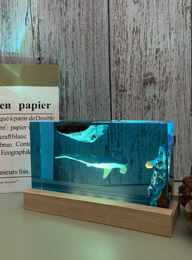 海底世界景观溶洞锤头鲨鱼水母海洋小夜灯床头灯氛围灯摆件礼物