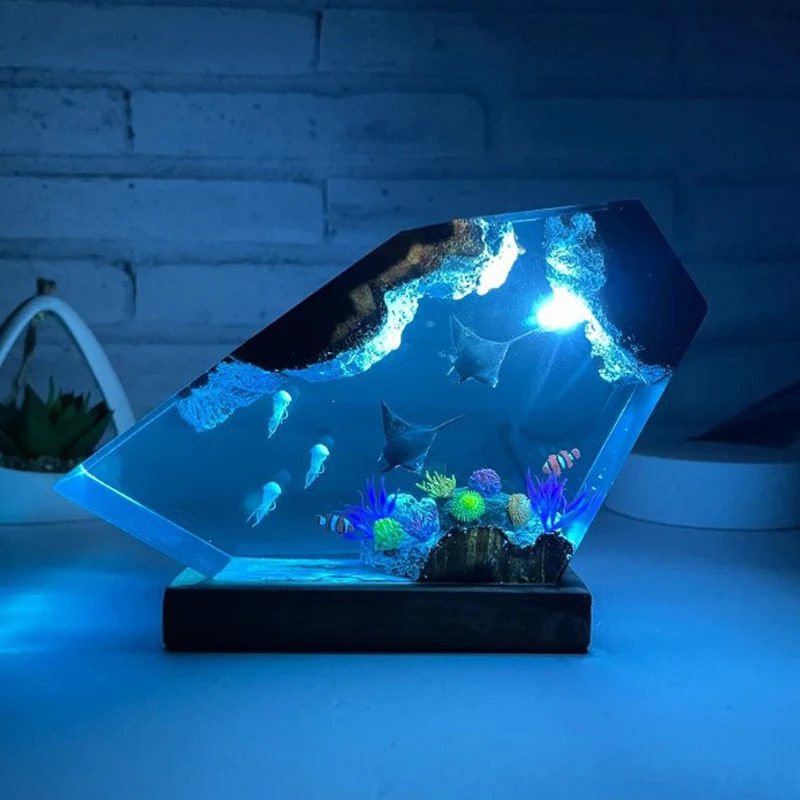 把海洋带回家魔鬼鱼水母热带鱼珊瑚礁小夜灯床头灯氛围灯摆件礼物,家居饰品,桌面摆件,淘宝优惠券,粉丝福利购,淘宝优惠卷