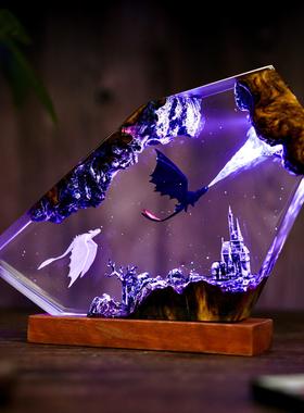 飞龙翼龙喷火龙喷火喷电吐息夜煞白煞Toothless光之怒小夜灯摆件