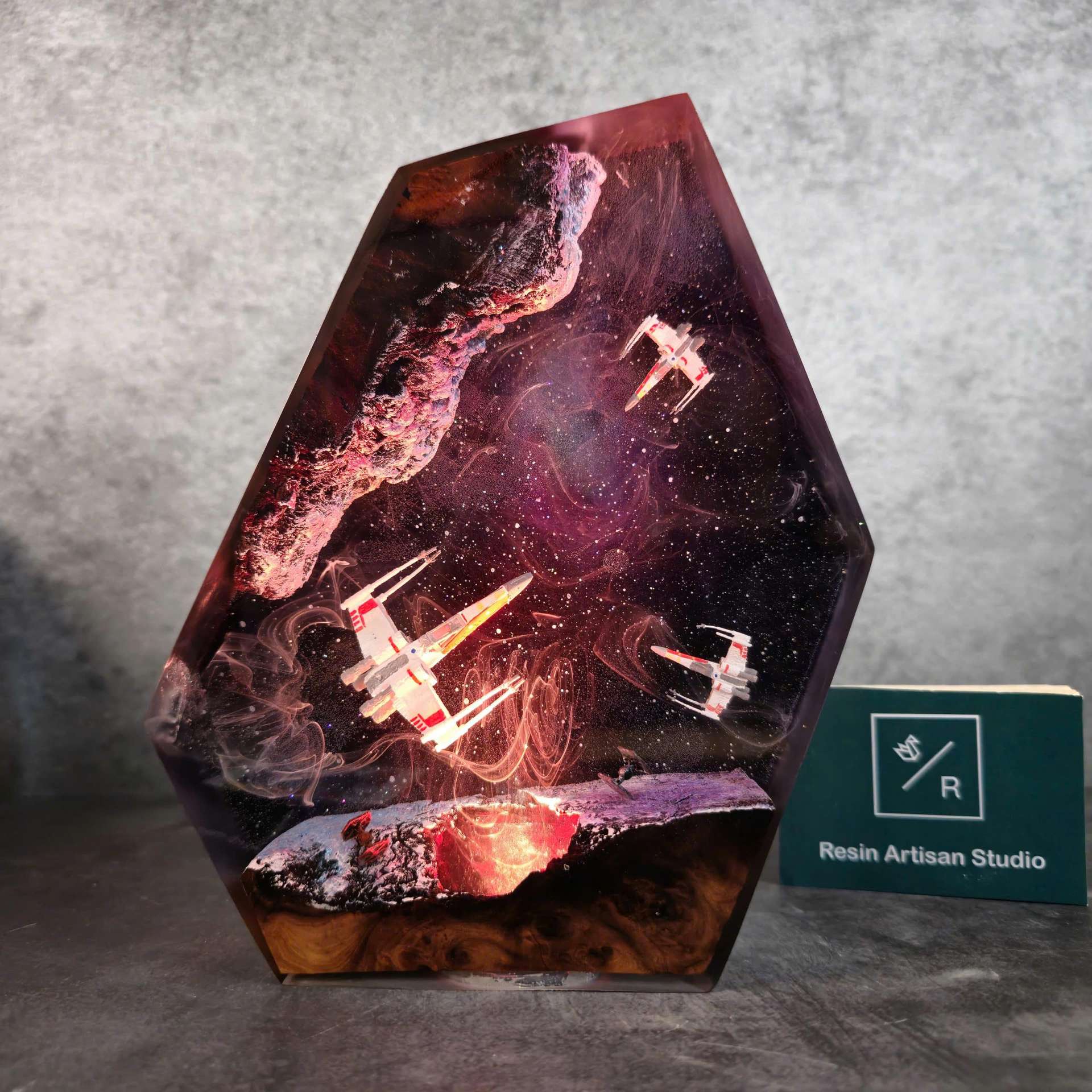 太空银河系宇宙飞船太空战舰星际航行星球大战小夜灯氛围灯摆件